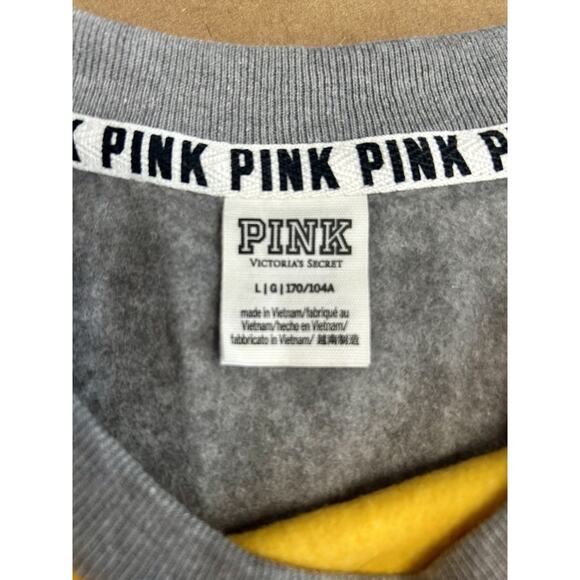 Pink Victoria’s Secret Women’s Large Golden Glow Logo Crew Sweatshirt VS Graphic - Picture 2 of 4